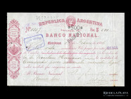 Argentina. Banco Nacional Suc Mendoza. Cheque 1886
