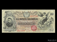 Bancos Garantidos. Banco Nacional. 20 Pesos 1888 A. Pick S1095a