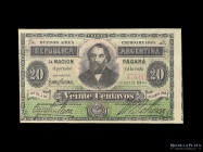 Argentina. Fraccionarios R-Lange. 20 Centavos 1884. Pick 3