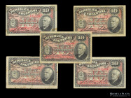 Argentina. Fraccionarios 1895. 5x 10 Centavos 1896. Pick 228a