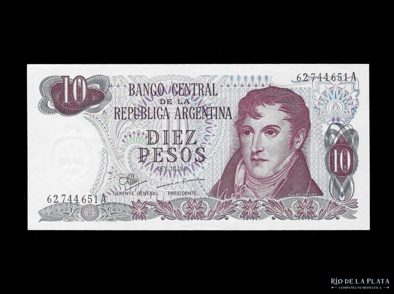 Argentina. Pesos Ley 18.188. 10 Pesos 1971 serie A. Firmas: Mancini - Grüneisen....