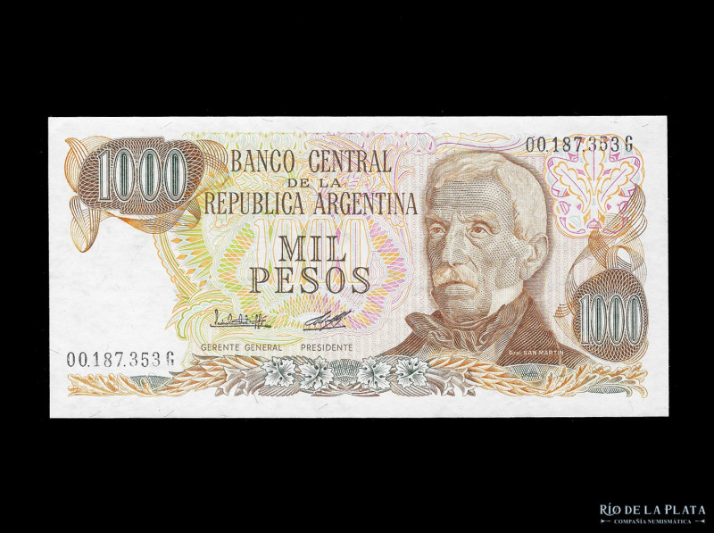 Argentina. Pesos Ley 18.188. 1.000 Pesos 1980 serie A. Firmas: López - Diz. Col ...