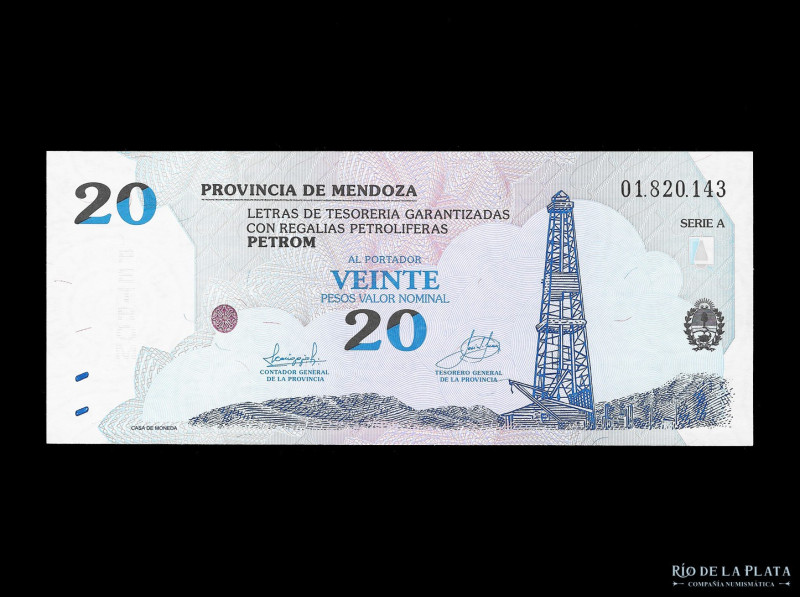 Argentina. Bono. Mendoza. 20 Pesos 2002 PETROM, serie A. Col Bonos 372 (UNC)

...