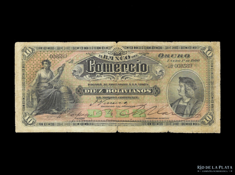 Bolivia. Banco del Comercio. 10 Bolivianos 1900. Pick S133 (VG+) Raro

USD 500...