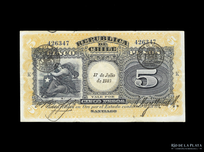 Chile. 5 Pesos 1923. Pick 61 (VF)

USD 50 - 100

Nota: Al precio de martillo...