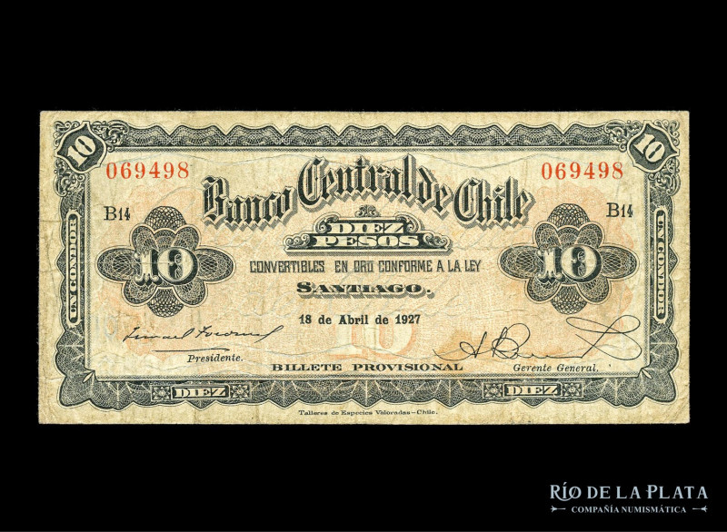 Chile. 10 Pesos 1927 (1 Condor). Pick 83 (VF)

USD 25 - 50

Nota: Al precio ...