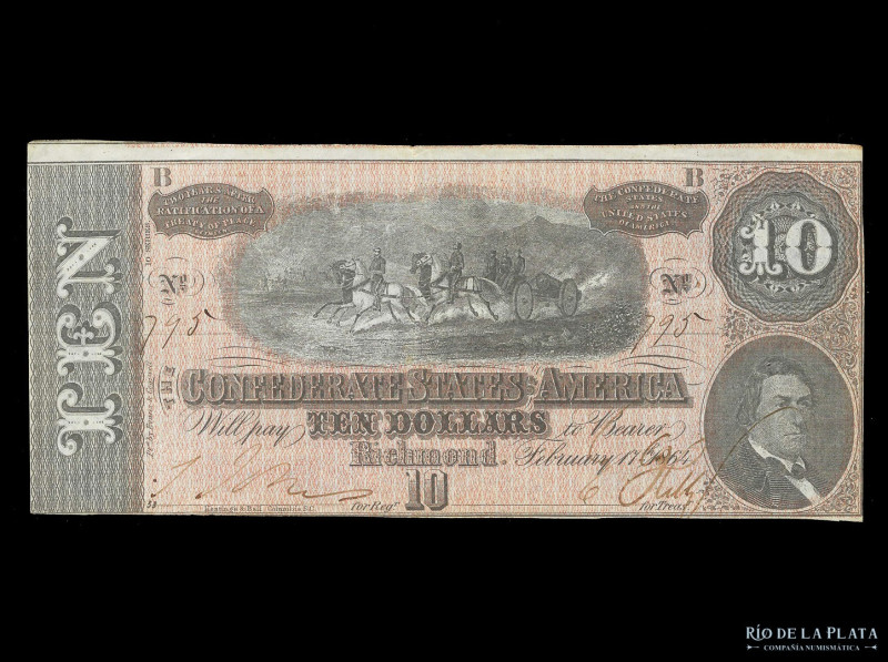 USA. Confederate States of America. 10 Dollars 1864. Pick 68 (VF+)

USD 50 - 1...