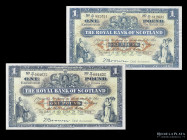 Escocia. Royal Bank. 2 x 1 Pound 1948. Pick 322b