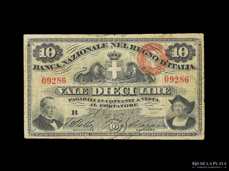 Italia. Banca Nazionale nel Regno d´Italia. 10 Lire 1866. Pick S736 (F+)

USD ...