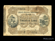 Italia. Sardinia, Credito Agricolo. 30 Lire 1874. Pick S925