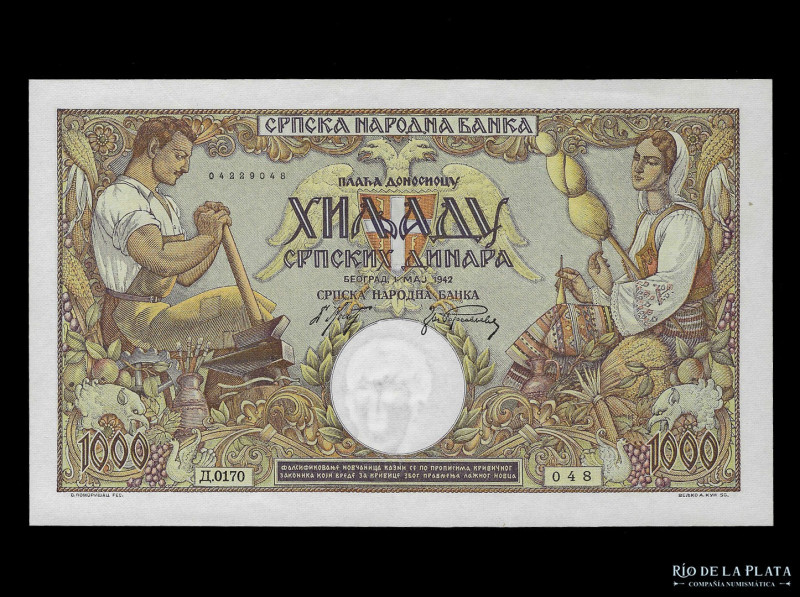 Serbia. 1000 Dinara 1942. Pick 42a (UNC)

USD 25 - 50

Nota: Al precio de ma...