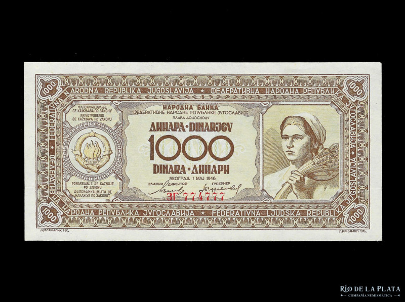 Yugoslavia. 1000 Dinara 1946. Pick 67a (UNC)

USD 40 - 80

Nota: Al precio d...