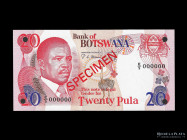 Botswana. Specimen 20 Pula ND1982. Pick 10s2