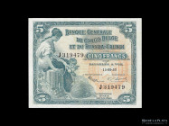 Congo Belga. 5 Francs 1953. Pick 21