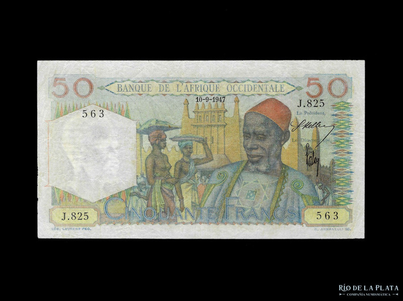 French West Africa. 50 Francs 1947. Pick 39 (VF)

USD 25 - 50

Nota: Al prec...