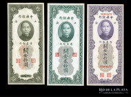 China. 10, 20 y 50 Customs Gold Units 1930. Pick 327-329