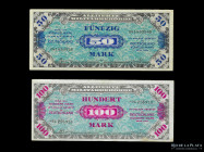 Alemania (Ocup. Aliada) 50 y 100 Mark 1944. Pick 196a y 197d
