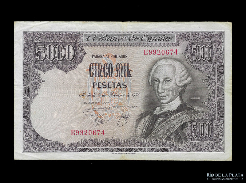 España. 5000 Pesetas 1976. Pick 155 (VF+)

USD 25 - 50

Nota: Al precio de m...