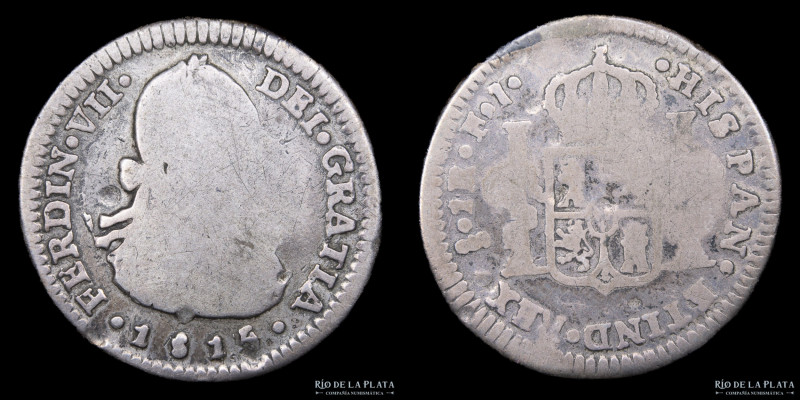 Santiago (Chile) Fernando VII (1808-1833) 1 Real 1815/4 FJ. Plata 896; 21.3mm; 3...