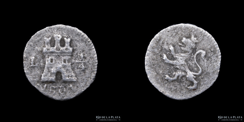 Lima. Carlos IV (1788-1808) 1/4 Real 1801 L. Plata 896; 13mm; 0.86g. KM102.2 (G)...