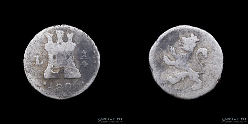 Lima. Carlos IV (1788-1808) 1/4 Real 1806 L. Plata 896; 13mm; 0.82g. KM102.2 (G)...