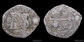 Potosi. Felipe II. 1/2 Real 1574-1575 B. Macuquina. CJ 5.7.1