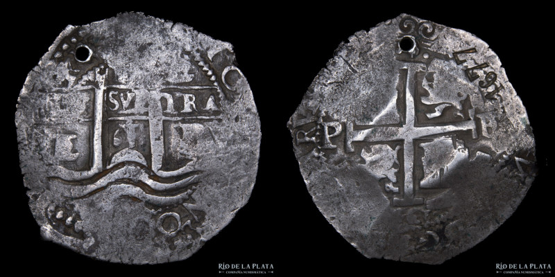 Potosí. Felipe IV (1621-1665). 8 Reales 1661 E. Doble fecha. Macuquina. Plata 93...