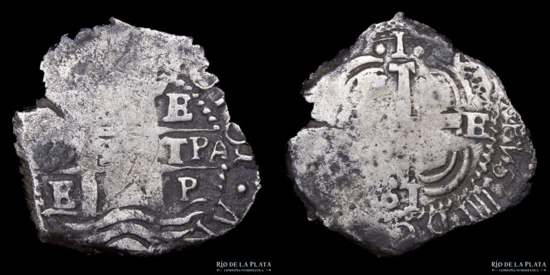 Potosí. Felipe IV (1621-1665). 1 Real 1661 E. Macuquina. Tres fechas visibles Pl...