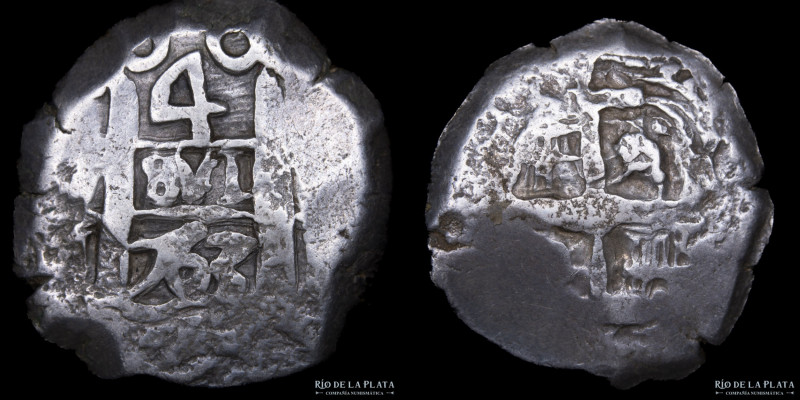 Potosí. Carlos III (1759-1788) 4 Reales 1763 VY. Macuquina. Plata 917; 28mm; 13....