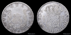 Potosi. Carlos III. 2 Reales 1767 JR Columnaria. CJ 60.1.1
