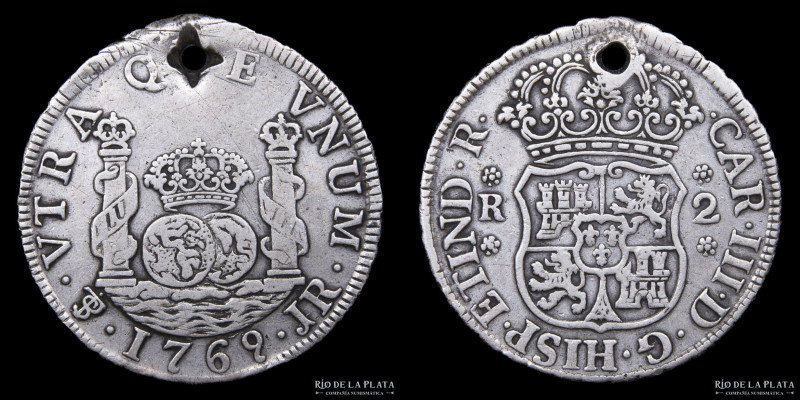 Potosí. Carlos III (1759-1788) 2 Reales 1769 JR (José Vargas y Flor y Raimundo d...