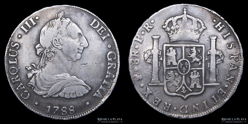 Potosí. Carlos III (1759-1788) 8 Reales 1788 PR (Pedro Mazondo, Raymundo de Ytur...