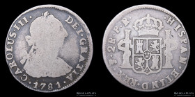 Potosi. Carlos III. 2 Reales 1781 PR. CJ 65.10