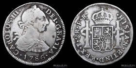Potosi. Carlos III. 2 Reales 1786 PR. CJ 65.15.3