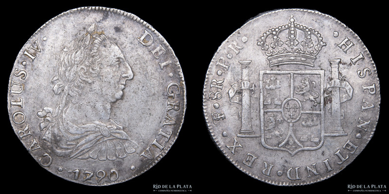 Potosí. Carlos IV (1788-1808) 8 Reales 1790 PR (Pedro Mazondo, Raymundo de Yturr...