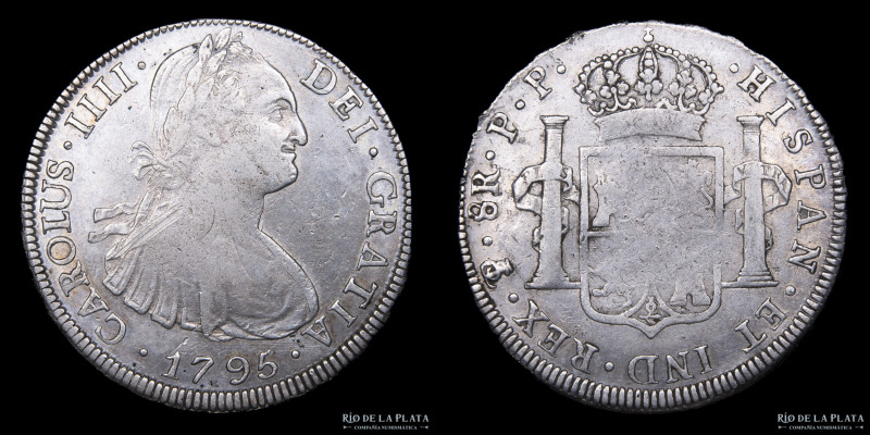 Potosí. Carlos IV (1788-1808) 8 Reales 1795 PP (Pedro Mazondo, Pedro Martin Albi...