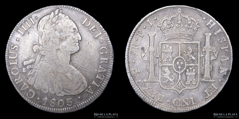 Potosí. Carlos IV (1788-1808) 8 Reales 1803 PJ (Pedro Albizu, Juan Palomo y Sier...