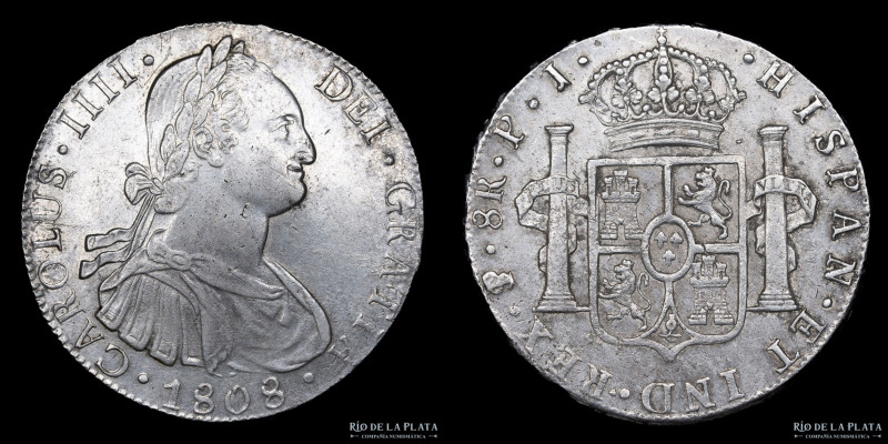 Potosí. Carlos IV (1788-1808) 8 Reales 1808 PJ (Pedro Martín Albizu, Juan Palomo...