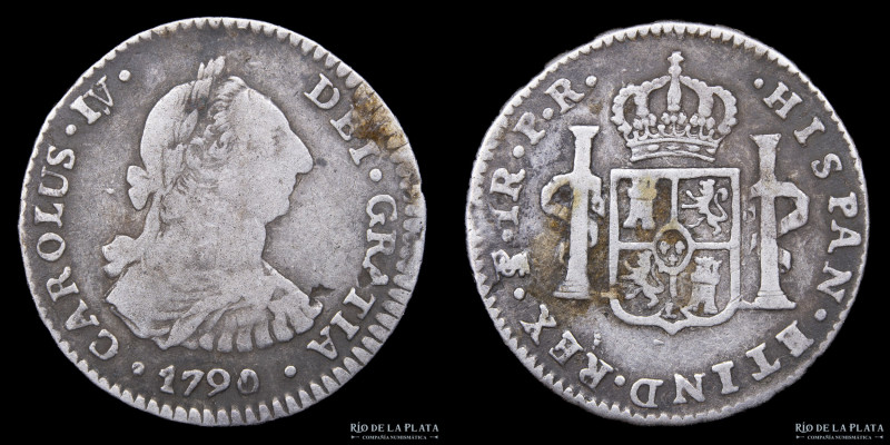 Potosí. Carlos IV (1788-1808) 1 Real 1790 PR. Plata 896; 21.0mm; 3.34g. KM70; CJ...