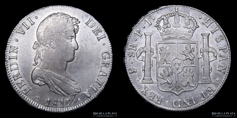 Potosí. Fernando VII (1808-1833) 8 Reales 1817 PJ. (Ensayadores Pedro Martín Alb...