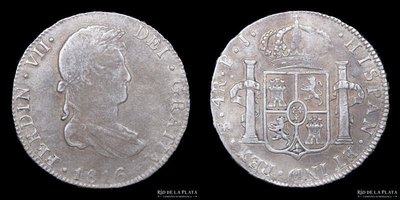 Potosí. Fernando VII (1808-1833) 4 Reales 1816 PJ (Pedro Martin Albizu, Juan Pal...