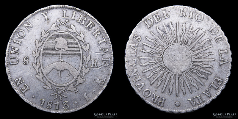 Argentina. Provincias Unidas del Río de la Plata. 8 Reales 1813 J (José Antonio ...