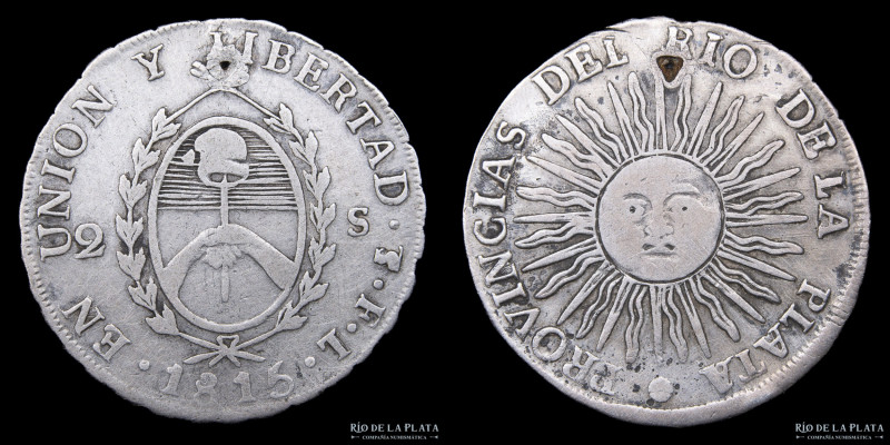 Argentina. Provincias Unidas del Río de la Plata. 2 Soles 1815 FL (Francisco Jos...