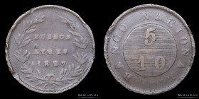 Argentina. Buenos Aires. 5 Decimos 1827 CJ 9.1.6