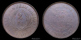 Argentina. Buenos Aires. 2 Reales 1840. CJ 14.1.1