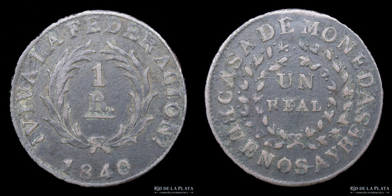 Argentina. Buenos Aires. 1 Real 1840. Buenos Aires mint. Cobre; 25mm; 3.74g. CJ ...