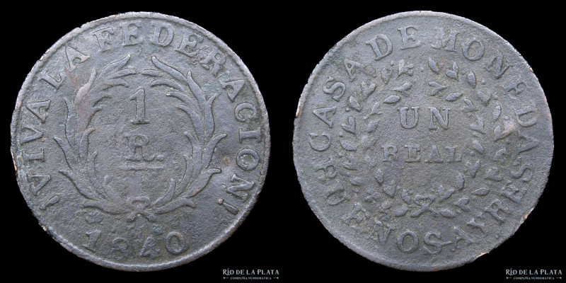 Argentina. Buenos Aires. 1 Real 1840. Buenos Aires mint. Cobre; 25mm; 3.68g. CJ ...