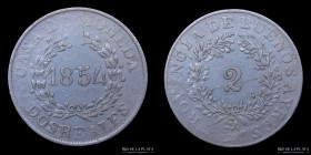 Argentina. Buenos Aires. 2 Reales 1854. CJ 19.2.4