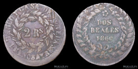 Argentina. Buenos Aires. 2 Reales 1860. Error: Descentrada. CJ 23