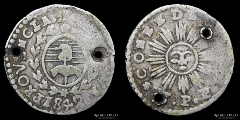 Argentina. Córdoba. 1 Real 1842 JPP. Plata 750; 19mm; 2.54g. CJ 38.1.14 (A10-R1)...